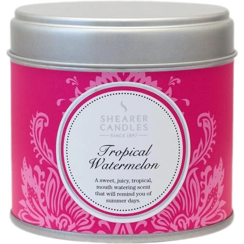 Bougie parfumée Pastèque Tropicale, couvercle argenté, rose - Vue principale