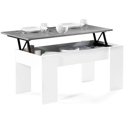 Table Basse IDMarket Plateau Relevable Rectangulaire Bois Blanc - Vue principale
