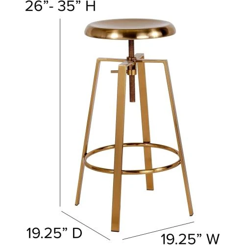 Zoom sur Tabourets Bar Pivotants Plastique, Métal Doré, Lot 2
