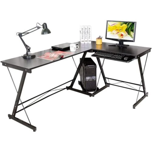 Table Bureau Informatique Angle Noir Py, Mobilier Moderne - Vue principale