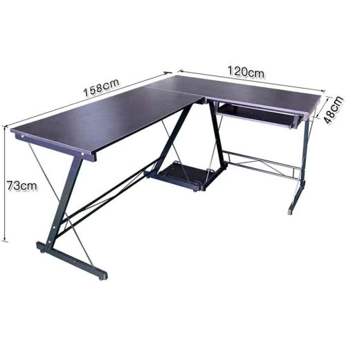 Détail de Table Bureau Informatique Angle Noir Py, Mobilier Moderne