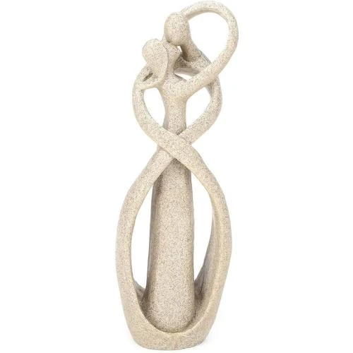 Figurine Amoureux en Grès, Sculpture Couple Décoration Maison - Vue principale