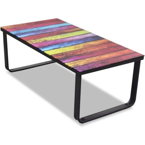 Table Basse Vidaxl Impression Arc-en-Ciel Dessus Verre - Vue principale