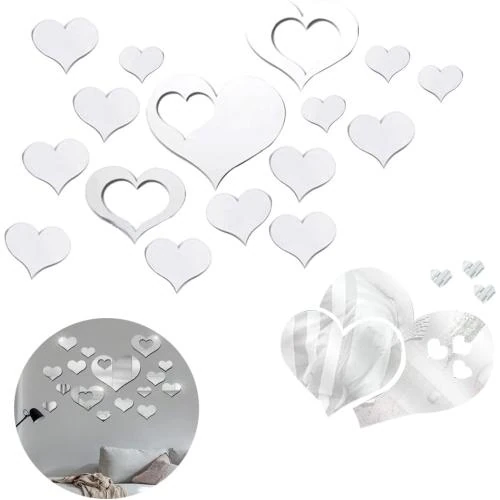 Belvanr, Stickers Miroir Muraux Cœur Acrylique 3D - Vue principale
