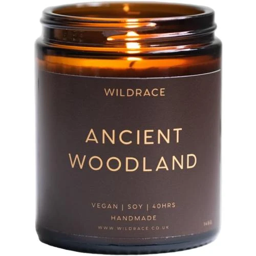 Bougie parfumée Ancient Woodland WILDRACE, luxe durable, cire soja - Vue principale