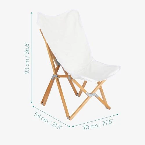 Zoom sur Chaise Pliante Papillon Navaris, Bois, Toile Lavable