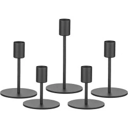 Bougeoirs Noirs Smtyle, Lot de 5, Décoration Halloween