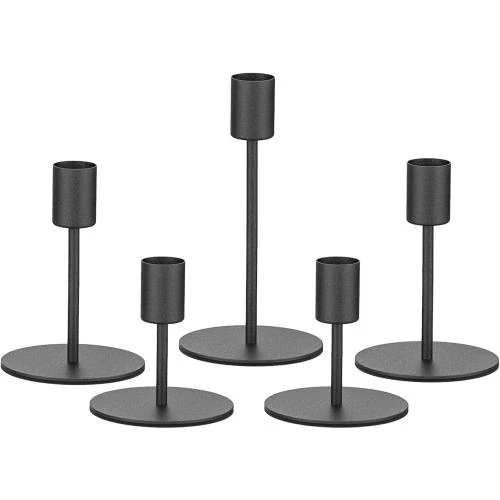 Bougeoirs Noirs Smtyle, Lot de 5, Décoration Halloween - Vue principale