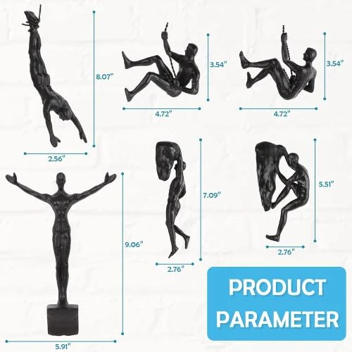 Zoom sur Sculptures murales nordiques Olpchee, homme grimpant, noir
