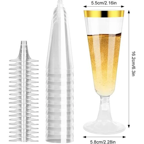 Zoom sur Verres flûte champagne plastique transparents, 20 pièces, réutilisables