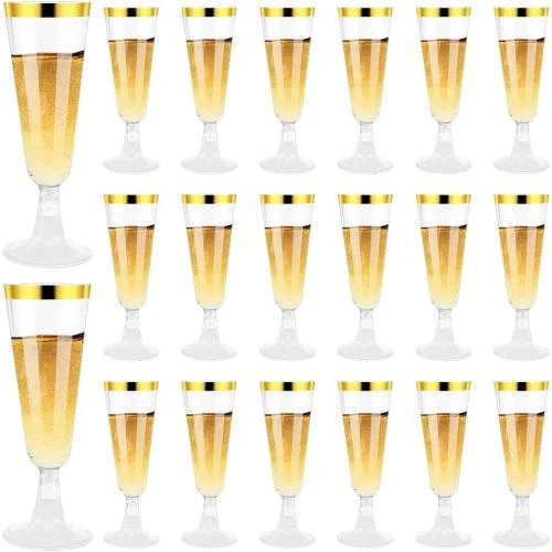 Verres flûte champagne plastique transparents, 20 pièces, réutilisables - Vue principale