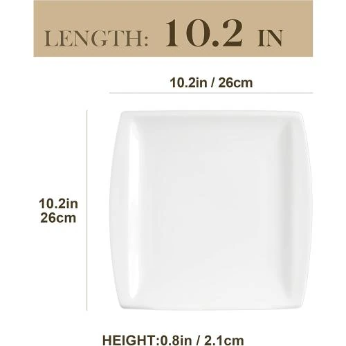 Détail de MALACASA, Lot 12 Assiettes Plates Porcelaine Blanc Crème