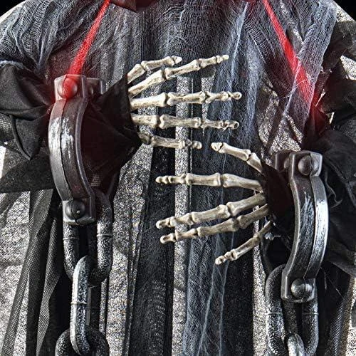 Zoom sur Squelette Halloween Lumineux, Grande Faucheuse Pendue, Décor