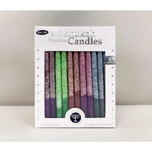 Détail de Bougies Chanukah artisanales, cire multicolore, rustiques