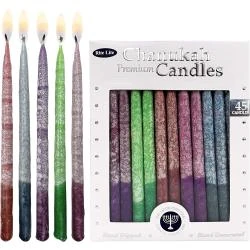 Bougies Chanukah artisanales, cire multicolore, rustiques
