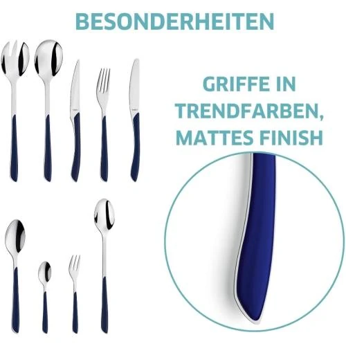 Détail de Kuppels PRISMA couverts acier inoxydable, 44 pièces, bleu indigo