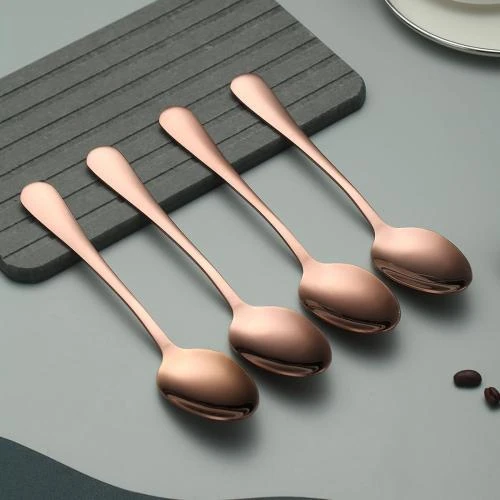 Zoom sur Cuillères à Soupe Or Rose, 12 Pièces Acier Inoxydable