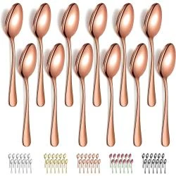 Cuillères à Soupe Or Rose, 12 Pièces Acier Inoxydable