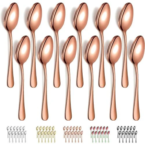 Cuillères à Soupe Or Rose, 12 Pièces Acier Inoxydable - Vue principale