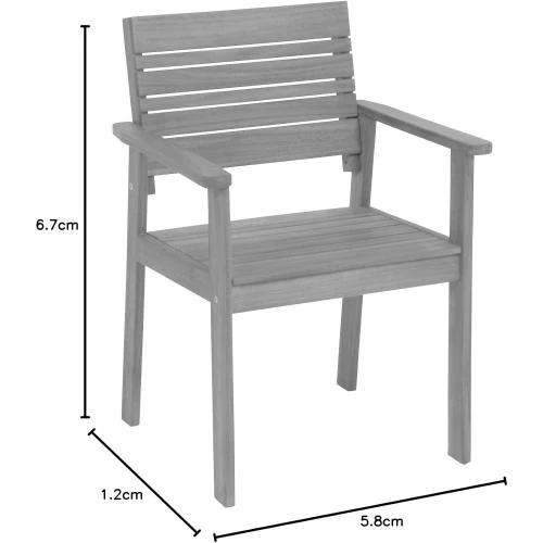Zoom sur Chaise Jardin Maui Greemotion Bois Acacia Massif Gris