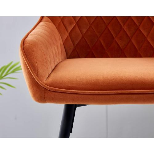 Présentation de Zoom sur Tabourets de bar rembourrés velours orange AINPECCA, 4 pièces