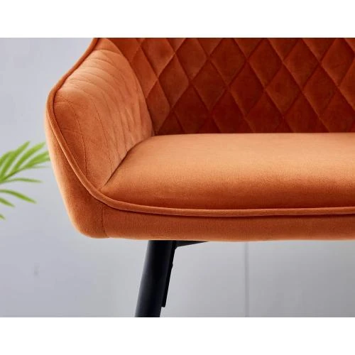 Zoom sur Tabourets de bar rembourrés velours orange AINPECCA, 4 pièces