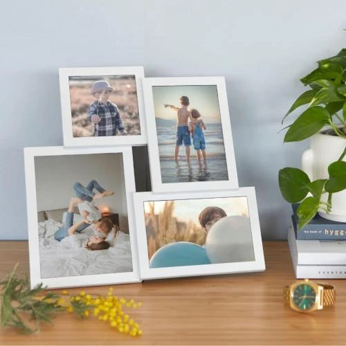 Zoom sur Cadre Photo Isernia Blanc, 4 Photos, Plastique, Design