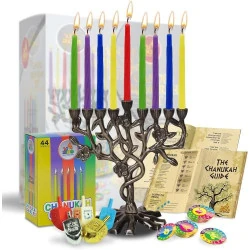 Menorah Hanukkah Ner Mitzvah, Arbre de Vie, 9 Branches