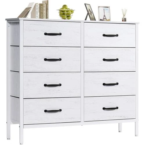 Commode Tissu 6 Tiroirs Blanc, Rangement Chambre, Bureau - Vue principale