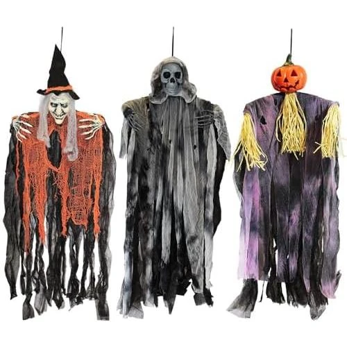 Décorations Halloween Suspendues, Fantômes, Sorcière, Faucheuse - Vue principale