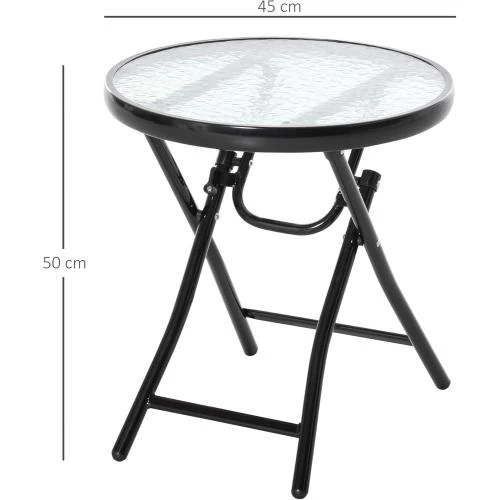 Zoom sur Table Basse Ronde Bistro Jardin Pliable Noir, Outsunny
