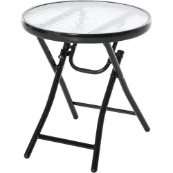 Table Basse Ronde Bistro Jardin Pliable Noir, Outsunny