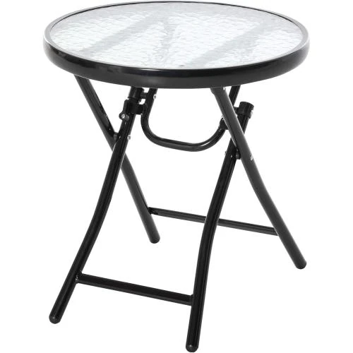 Table Basse Ronde Bistro Jardin Pliable Noir, Outsunny - Vue principale