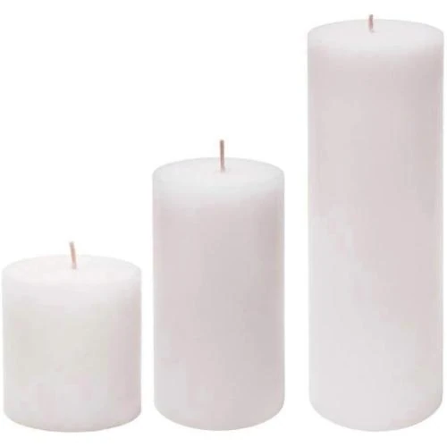 Zoom sur Bougies pilier blanches non parfumées AuraDecor, lot 3