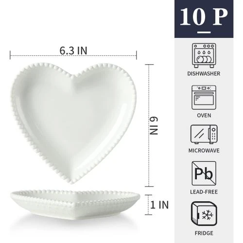 Détail de Babaliu Assiettes apéritif cœur, porcelaine, lot 10