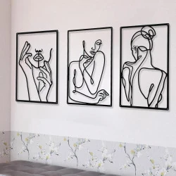 Décorations murales abstraites CHENGU métal noir, 3 pièces