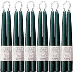 Bougies traditionnelles vert baiberry, lot 6 paires, 25,4 cm