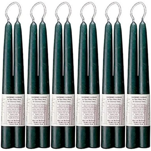 Bougies traditionnelles vert baiberry, lot 6 paires, 25,4 cm - Vue principale