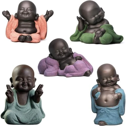 Statues Bouddha Petit Moine Ceramique MonLiya Feng Shui - Vue principale