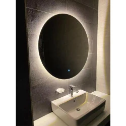 Miroir Mural LED Rond, Éclairage Variable, Blanc Froid