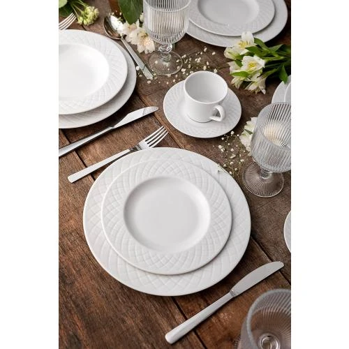 Zoom sur Ensemble 6 Assiettes Creuses Rondes Porcelaine Blanche