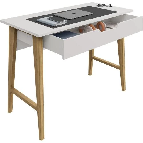 Zoom sur Bureau Parme, école, bureau blanc, design moderne, mobilier