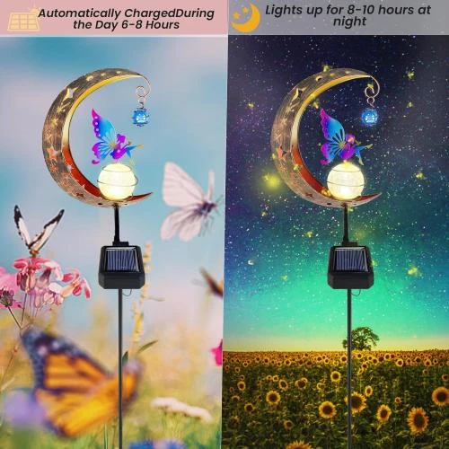 Zoom sur Lampes Solaires Jardin, Décoration Extérieure, Lumière Lune, LED IP65