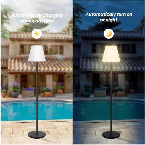 Détail de Lampadaire solaire Licmic, capteur lumière, RVB, blanc chaud