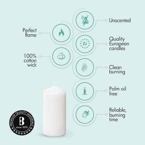 Zoom sur Bougies Basiques Bolsius, Cire Blanc, 12 Unités