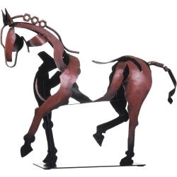 Statue cheval métal, décoration rustique, cadeau bordeaux