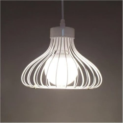 Suspension Cage Métal Blanc Vintage Chrasy, Luminaire Retro