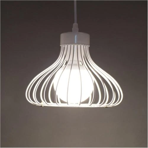 Suspension Cage Métal Blanc Vintage Chrasy, Luminaire Retro - Vue principale