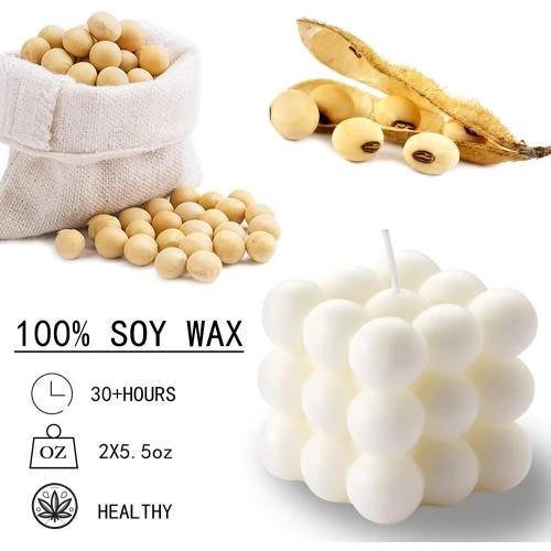 Détail de Bougies parfumées en cire de soja, lot 2, blanc, vert