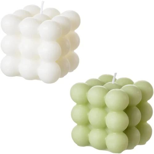 Bougies parfumées en cire de soja, lot 2, blanc, vert - Vue principale